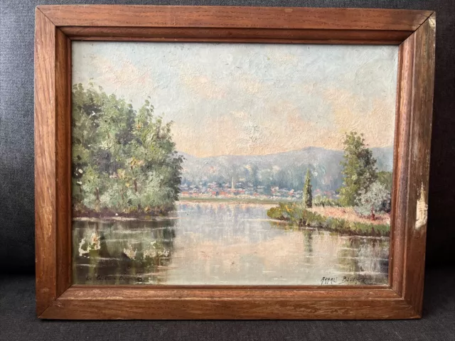 peintre ARAMIS BOUCHER tableau peinture huile sur toile LOIR-ET-CHER bourré hst