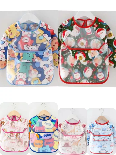 Baby Feeding Bibs Waterproof Feeding Apron Toddler Weaning long sleeve kids eat