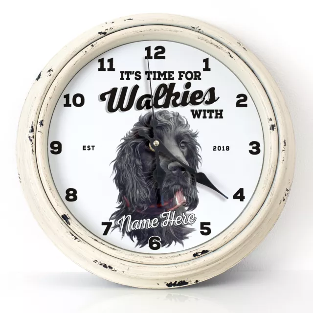 Personalised Kitchen Clock Cocker Spaniel Name Round Wall Glass Dog Gift DC02