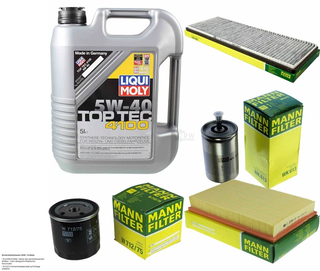 Kit Inspección Opel Combo Corsa MANN INSPEKTIONSPAKET+5L LIQUI MOLY 5W-30 ÖL Passend Für OPEL MERIVA A 1 6 1 8 389481 Micra K 11