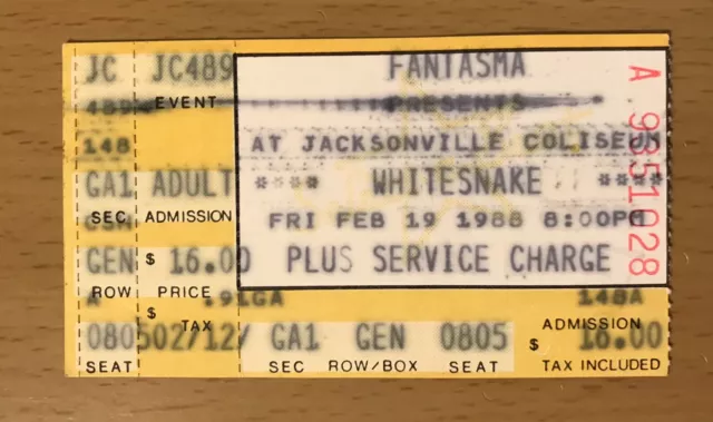 1988 Whitesnake / Great White Jacksonville Concert Ticket Stub Rock Me 28