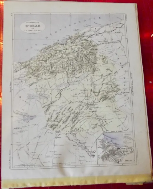 Old Map 1900 France Afrique Colonies Oran cap Mostaganem Djebel Fretis mer