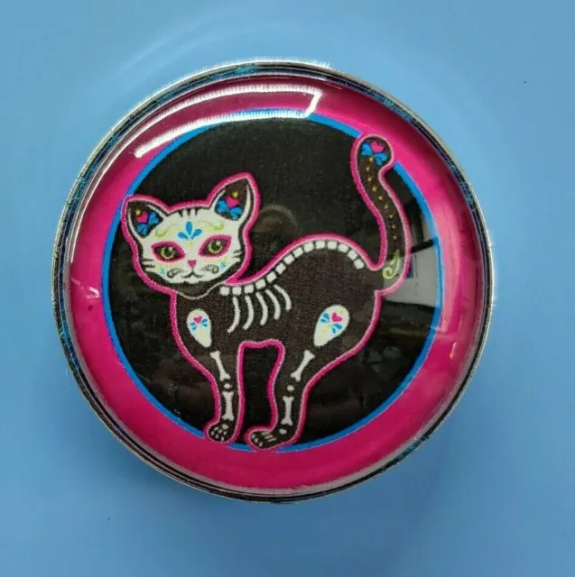 Day of the Dead Kitty Cats Fridge magnets handmade with glass cabochons- CUTE!!!