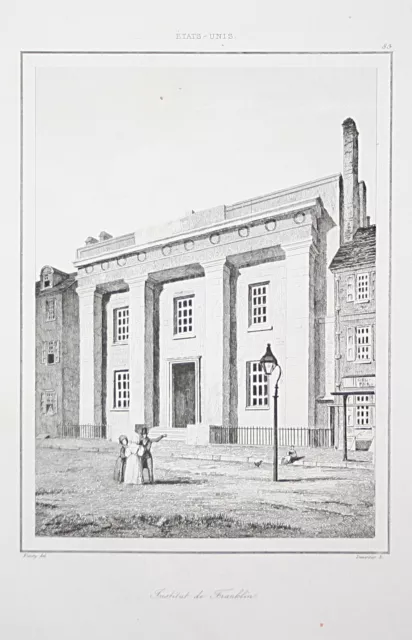 1850 Franklin Institute Philadelphia Pennsylvania America USA Steel Engraving
