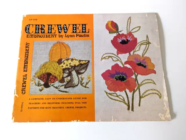 Crewel Embroidery by Lynn Paulin 1972 Full Size Patterns Needlework Sewing Craft