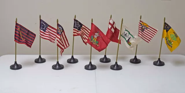 MINIATURE US Desk Flags~ 6 x 4 inch Colonial America Theme ~ Each w/stand