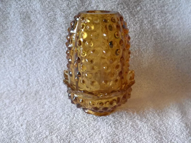 Vintage Fenton Amber Topaz Hobnail 2 Pc Fairy Light Lamp-EXC-So Pretty-Marked