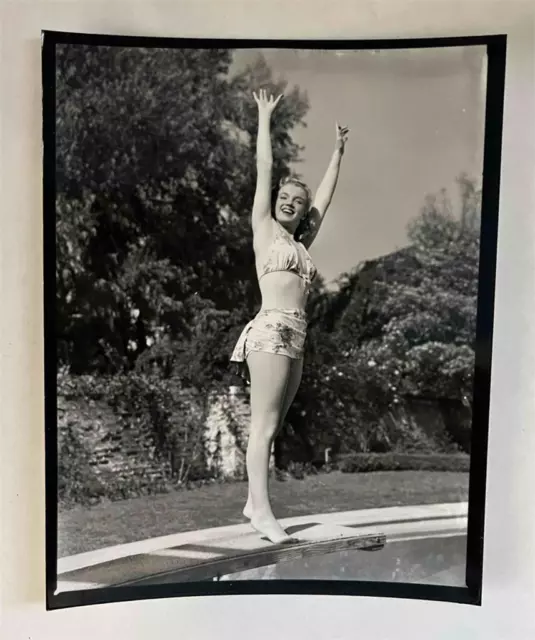 Marilyn Monroe press photo Poolside on Diving Board Bikini B&W