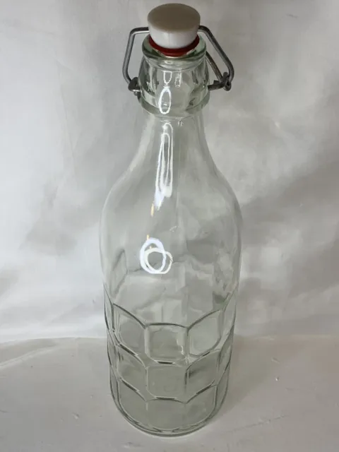 Bormioli Rocco Swing Top Round Glass Bottle Sculpted 30 Italy  Mint