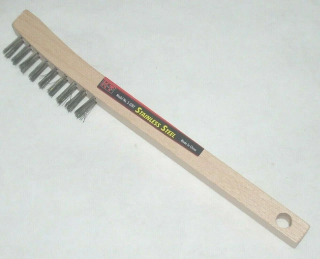 KT Industries 5-2207 Stainless Steel Wire Brush Wood Handle Knuckle Brush 9 Row