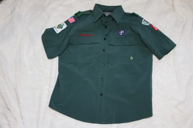 Boy Scouts Venturing Ladies Uniform Shirt BSA VENTED Green Nylon Women's Large L