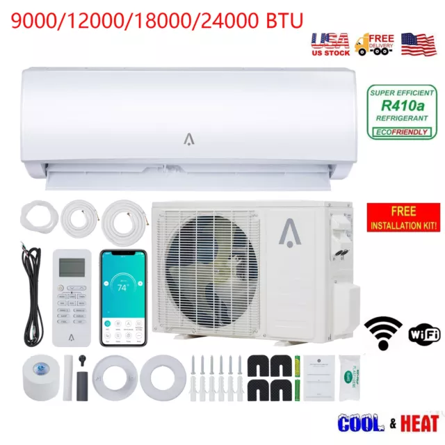 9000/12000/18000/24000 BTU Mini Split Air Conditioner Heat Pump Ductless 23 Seer