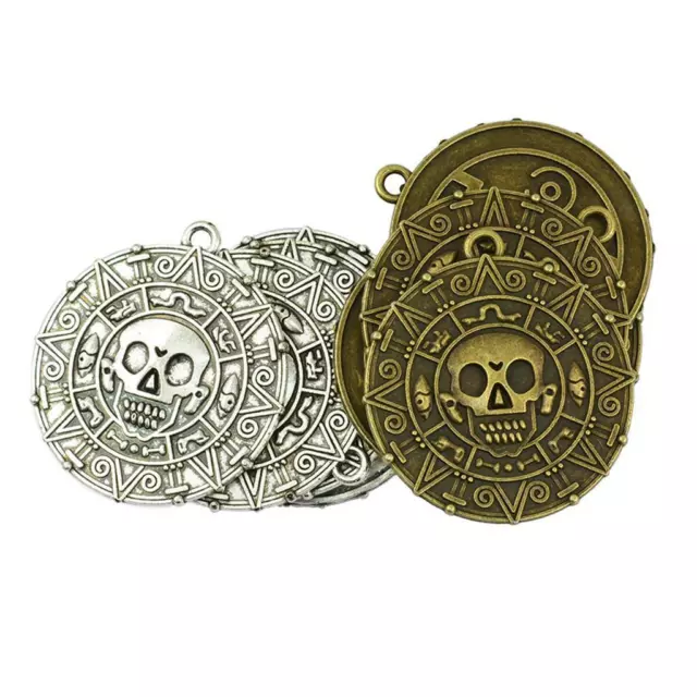 Set mit 8 Retro Bronze Antik Silber Schädel Piraten Anhängern, Charm Schmuck