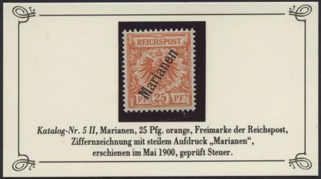 Marianen  1900  "Krone/Adler" 25 Cent, geprüft BPP Steuer,  MiNr 5 II, ** MNH