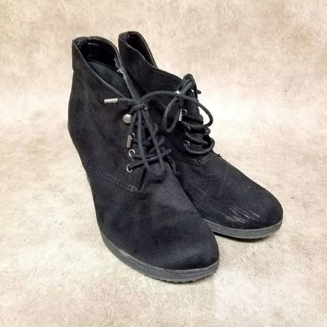 Merona Womens Size 10 Black  Textile 3.5" Wedge Heel Ankle Boots Booties