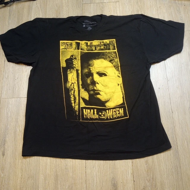 John Carpenters Halloween Shirt Black Yellow  Michael Myers Mens 2XL Used