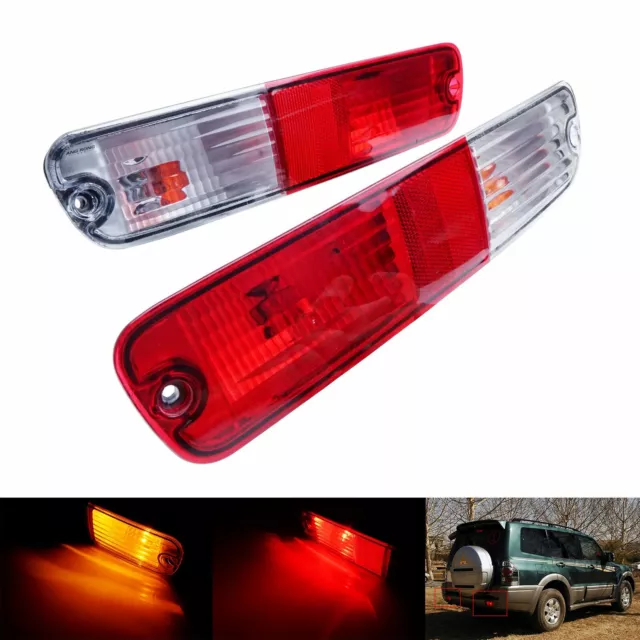 2 Rear Bumper Reflector Light For Mitsubishi Pajero Montero Shogun V73 V77 02-06