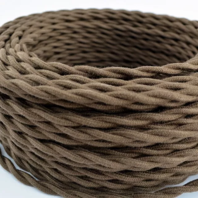 Brown COTTON cloth Covered Twisted Wire 25ft Roll - Lamp Cord - Pendant Light