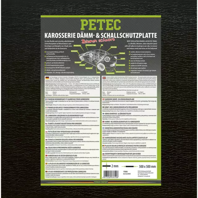 Petec 87610 - Dämm-& Schallschutzplatte 500 x 500 x 2 mm Bitumen