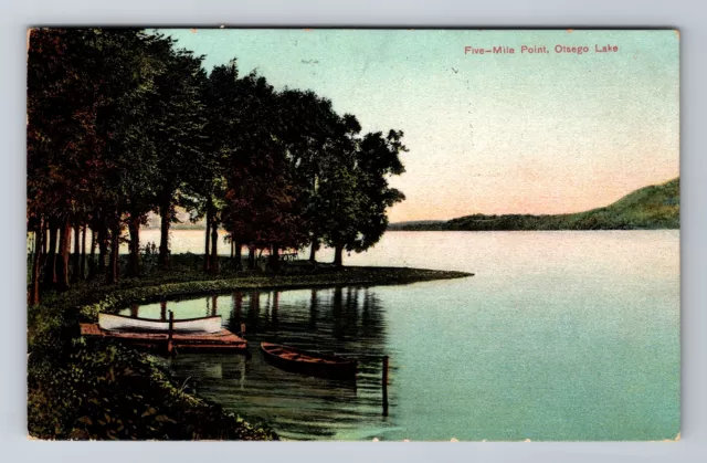 Otsego Lake NY-New York, Five-Mile Point, Antique, Vintage c1910 Postcard