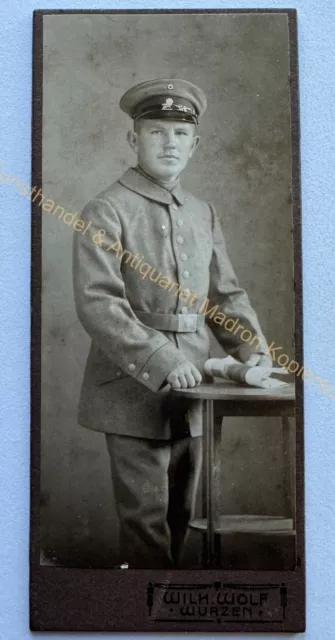 orig. CDV Foto Fotografie altes Bild Herr Mann Mode um 1914 Soldat Wurzen WK1