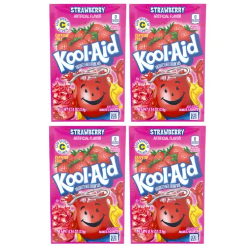 903262 4 x 3.9g SINGLE PACKET KOOL AID UNSWEETENED DRINK MIX STRAWBERRY FLAVOUR