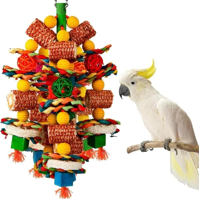 Image showcasing NATURAL BIRD CHEWING Toy for Large Parrots Macaws African Grey Cage ...