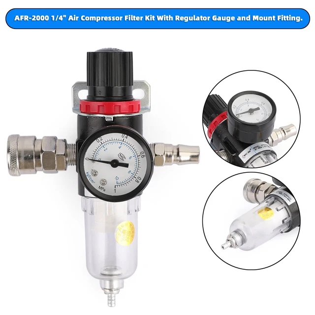 1/4" Air Compresseur Jauge Eau Filtre Régulateur Outil Pneumatique E3
