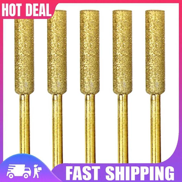 5pcs/Set Diamond Coated Grinding File Stone Heads Drill Bit (5.5mm Gold)