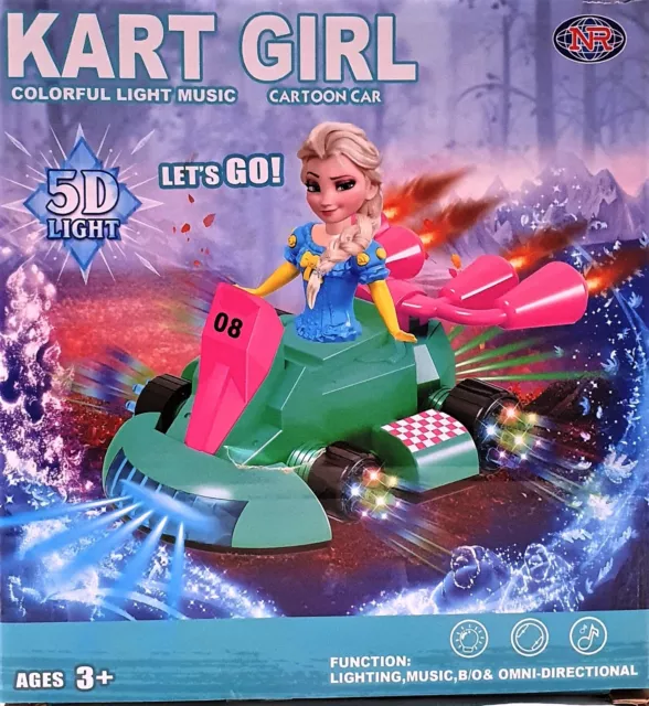 Frozen Princess Elsa Go Kart Car Toy Bump & Go LED Scooter Girls Gift Segway