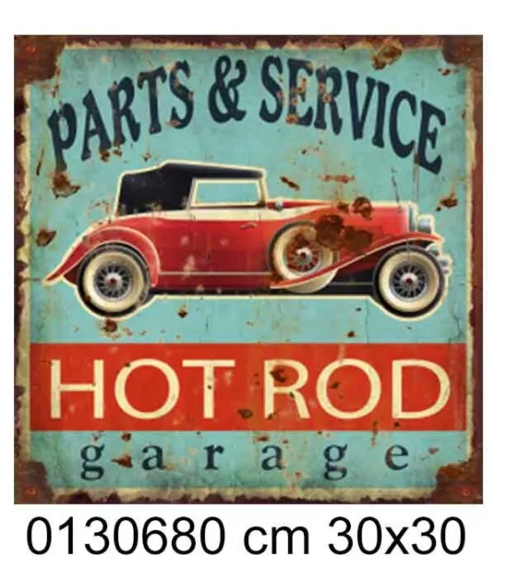 Insegna Targa Garage Hot Rod  Pannello Latta  Pub Bar Locali  Officina