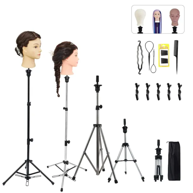Adjustable Wig Stand For Cosmetology Hairdressing Training Head Tripod Holder