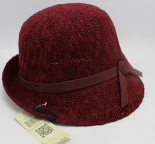 New Collection XIIX Women's Slubby Knit Cloche Hat Burgundy - New