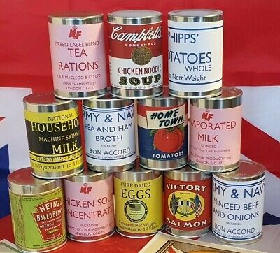 1940s-WW2 HOME FRONT Historically accurate set of 12 Replica Food Cans 