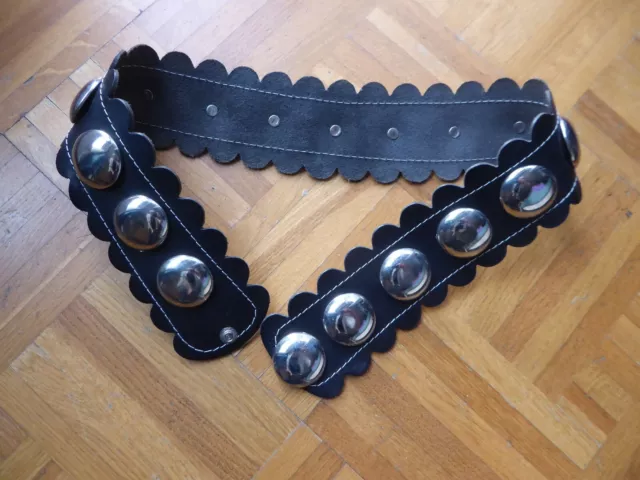 Ceinture large ceinturon CUIR noir cabochons métal T 85  Parfait état