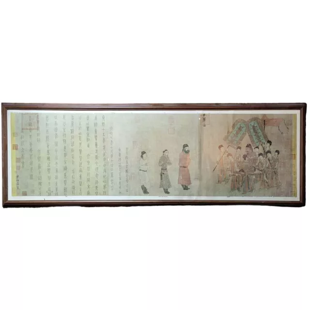 Chinese Calligraphy Ink Scroll Painting Emporer Taizong Receiving Tibetan Envoy