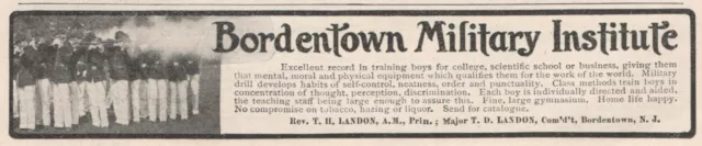 Bordentown Military Institute Boys School NJ 1905 Antique Print Ad