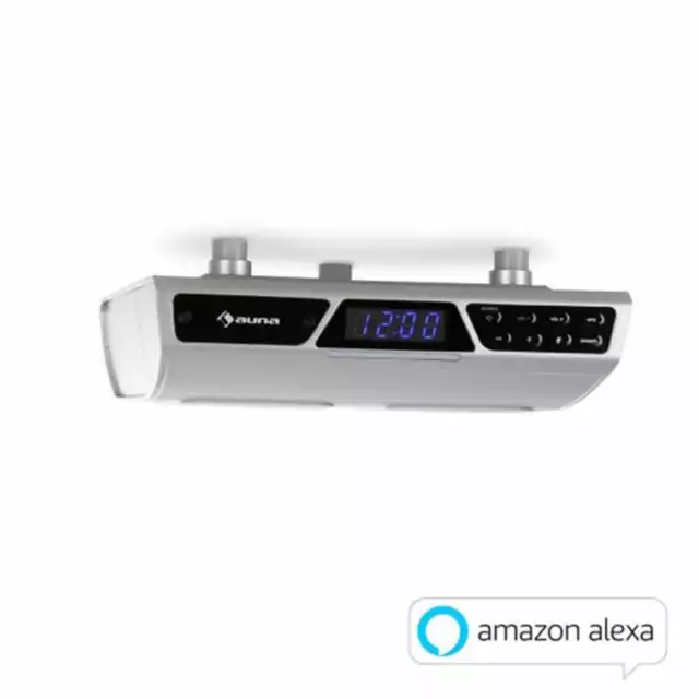 Bluetooth Radio Wifi FM Tuner Kitchen Cabinet Alexa Voice WLAN Audio Silver