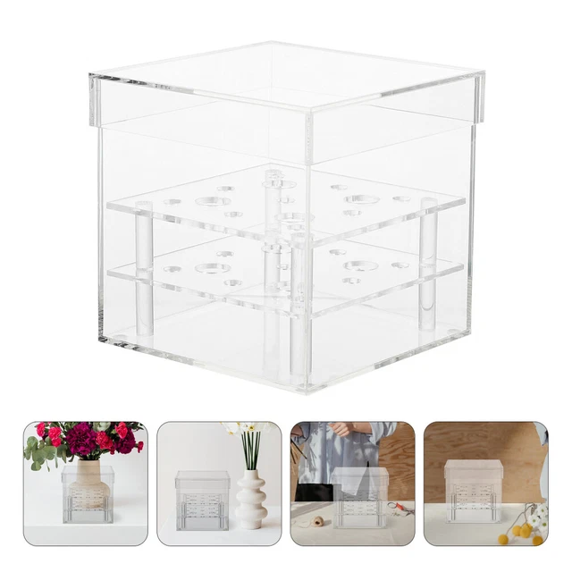 Rosa Acrílico Caja de Flores Joyería Exhibición Caja Decorativa