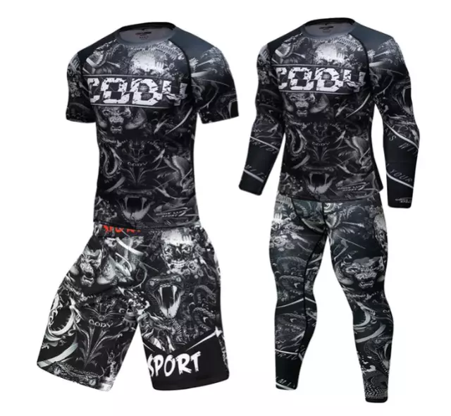 ANIMAL POWER BJ MMA Boxe Allenamento Compressione Guardia Rash Camicia Pantaloncini Pantaloni