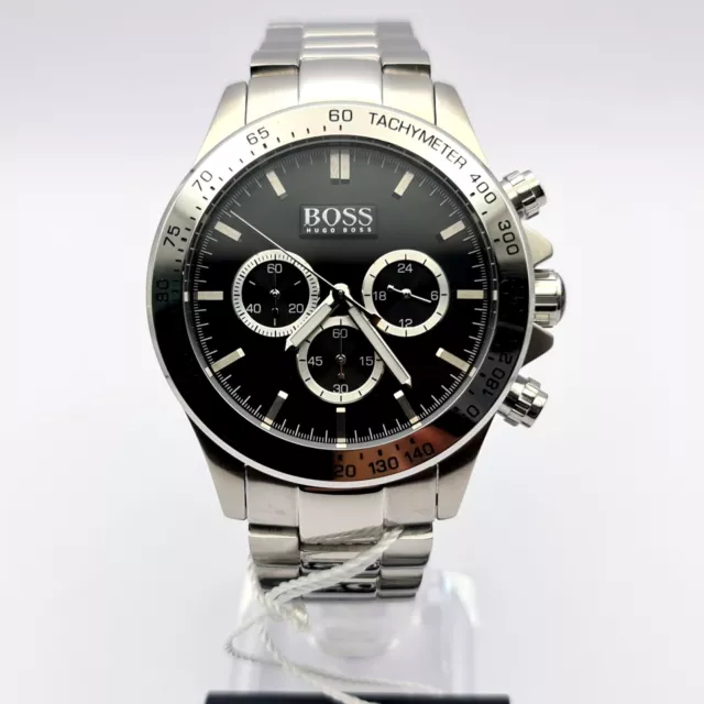 Neu Authentische Hugo Boss 1512965 Ikon Herren Edelstahl Schwarzes Zifferblatt Herrenuhr