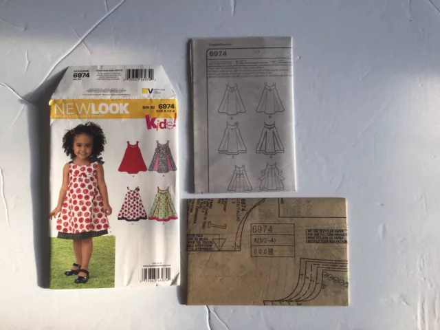 NEW LOOK #6974 - TODDLER GIRLS ( 4 STYLE ) SUMMER SUNDRESS PATTERN  ½-4 FF Uncut