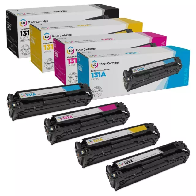 LD COMP Replacements for HP 131X/131A: 1 HY Black, 1 Cyan, 1 Magenta & 1 Yellow