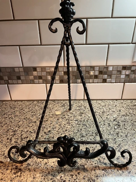 Wrought Iron Black Easel Plate Display Picture Holder Stand