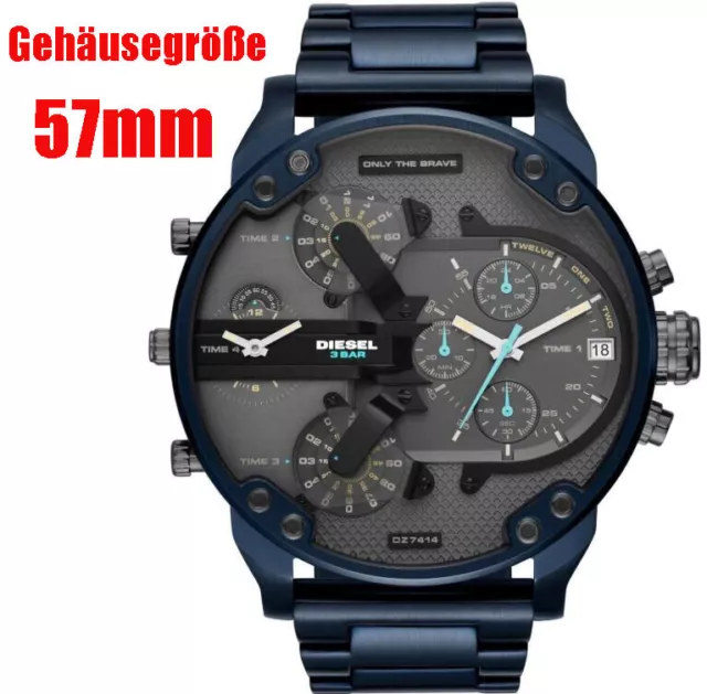 Neuwertig Diesel DZ7414 Mr. Daddy 2.0 Chronograph Blau Edelstahlarmband NEU DE