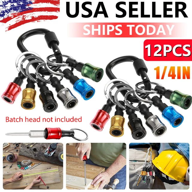 12PCS 1/4" Hex Shank Quick Release Keychain Screwdriver Drill Bit Holder Bit Set
