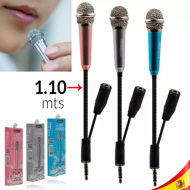 3.5mm Mini Micrófono Estéreo Mic Para Móvil Estudio Ordenador Teléfono Portatil