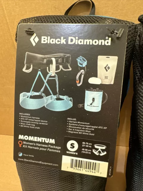 Black Diamond Momentum Women’s Harness Package Inc Chalk Bag Carabiner - Size S