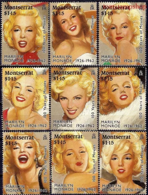 Montserrat 1995 Marilyn Monroe Actress Films Cinema Actors People 9v MNH