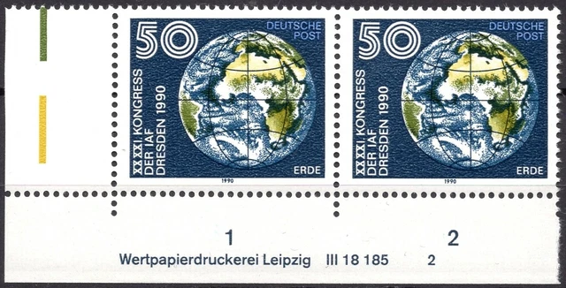 DDR 1990 Mi.Nr. 3361 ** postfrisch Eckrand mit DV Druckvermerk FN 2